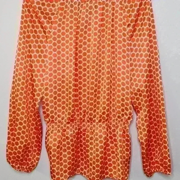 Charter Club orange white women's long sleeve with elastic waist blouse size M - Picture 8 of 8